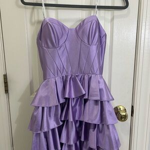 Sherri Hill Light Purple Strapless Homecoming Dress